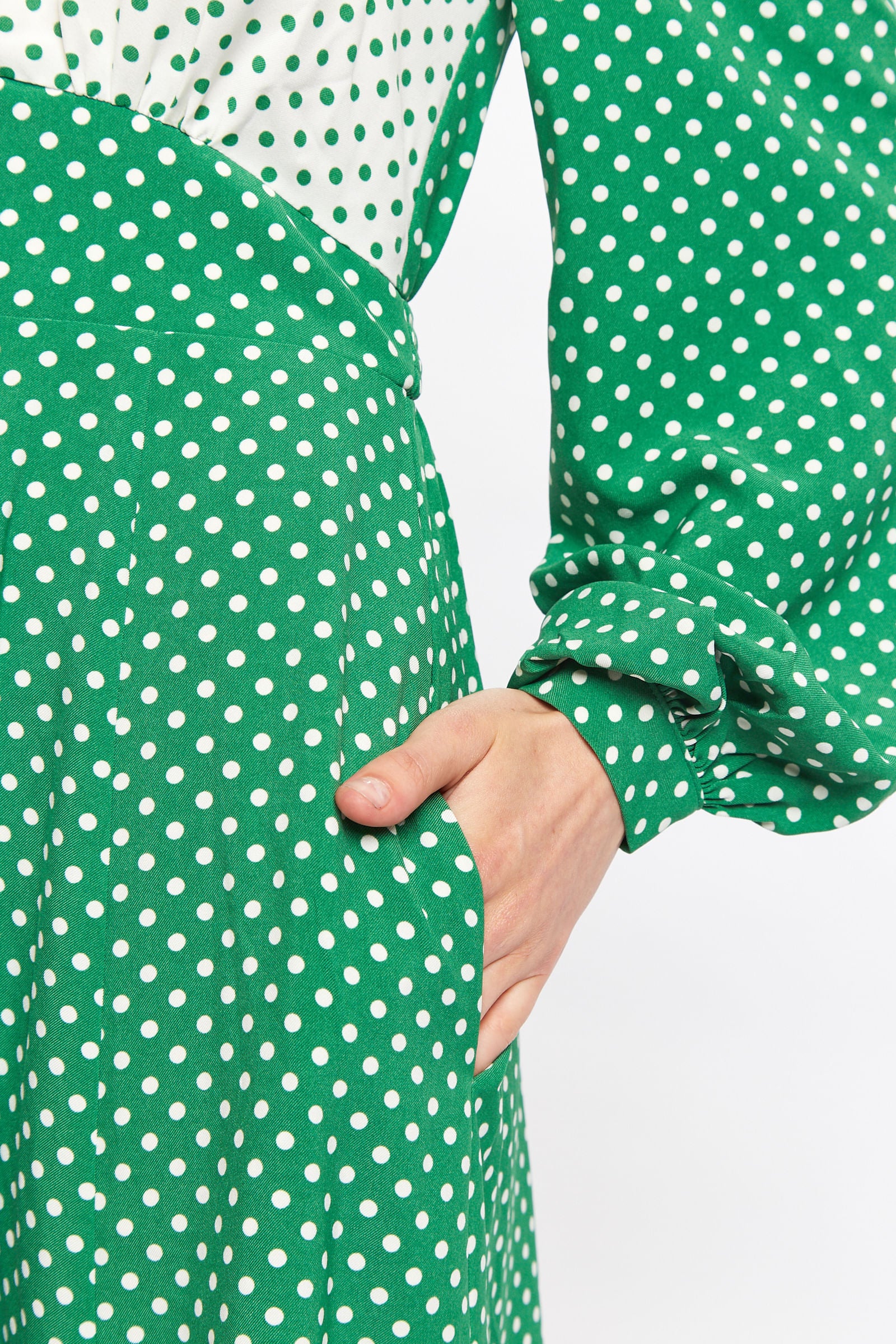 Louche Sorrel Polka Dot Print Long Sleeve Midi Dress - Detail 2