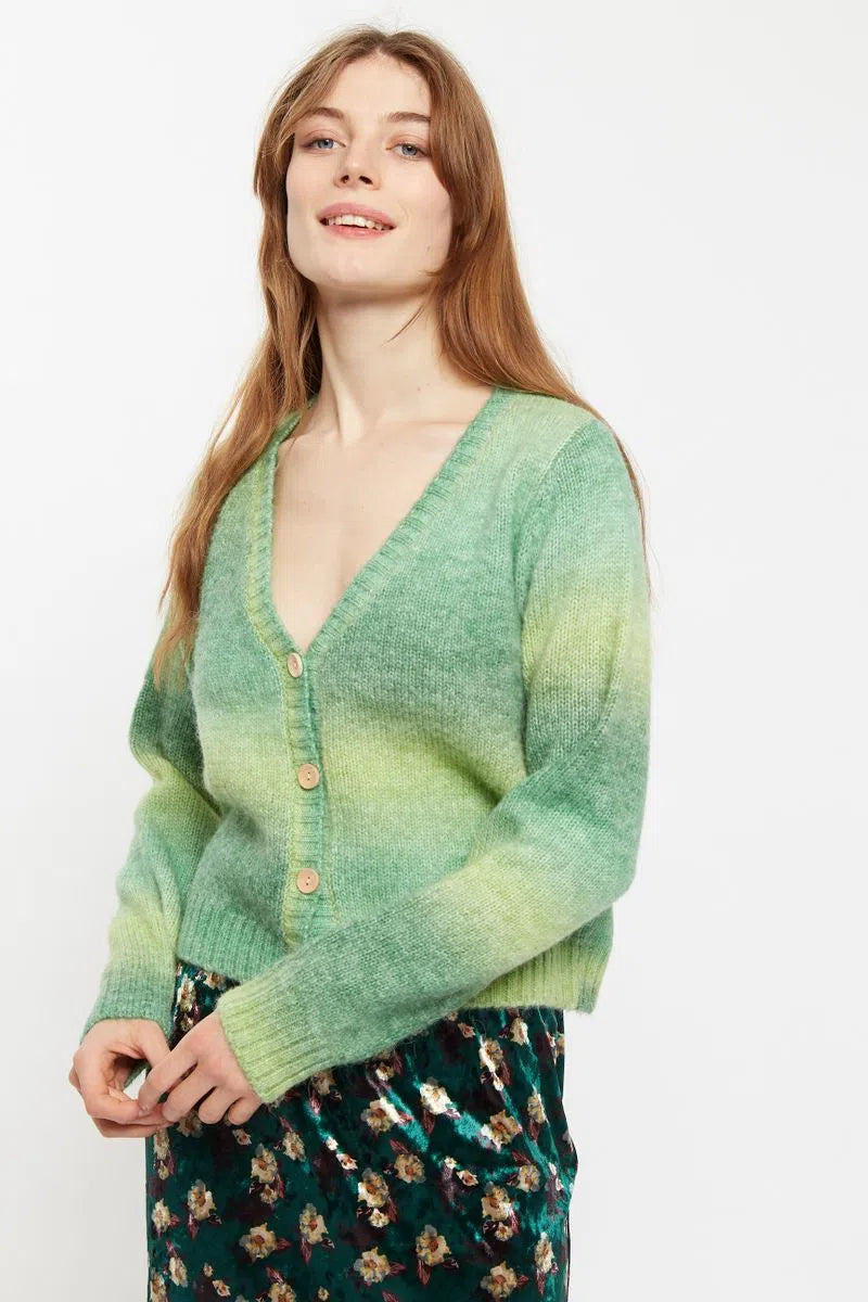 Thao V Neck Space Dyed Cardigan