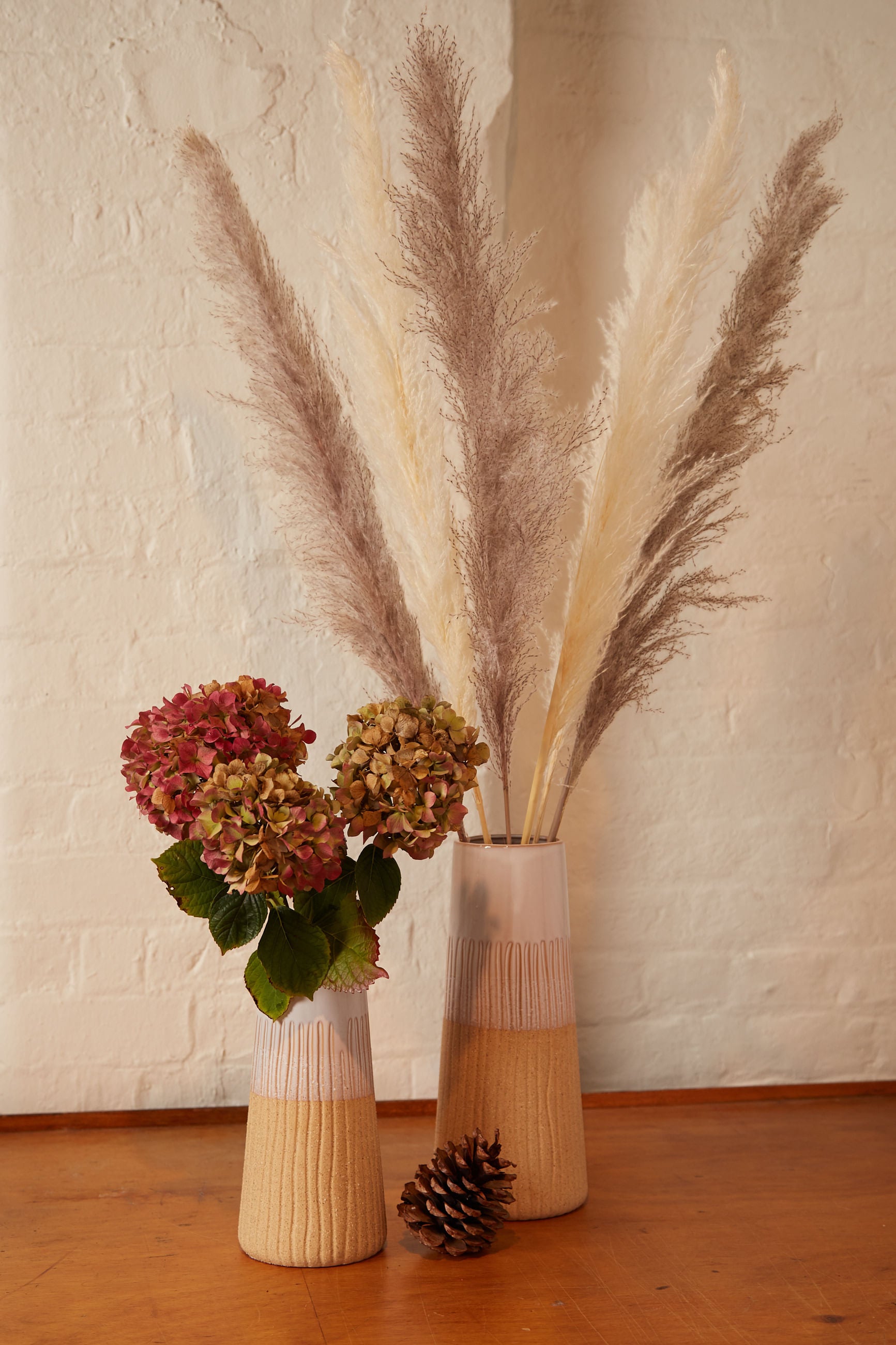 Large Glazed and Terracotta Etched Vase - Styled