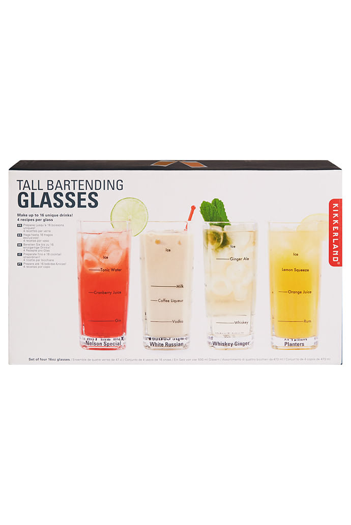 Set Of 4 Tall Bartending Glasses - Styled