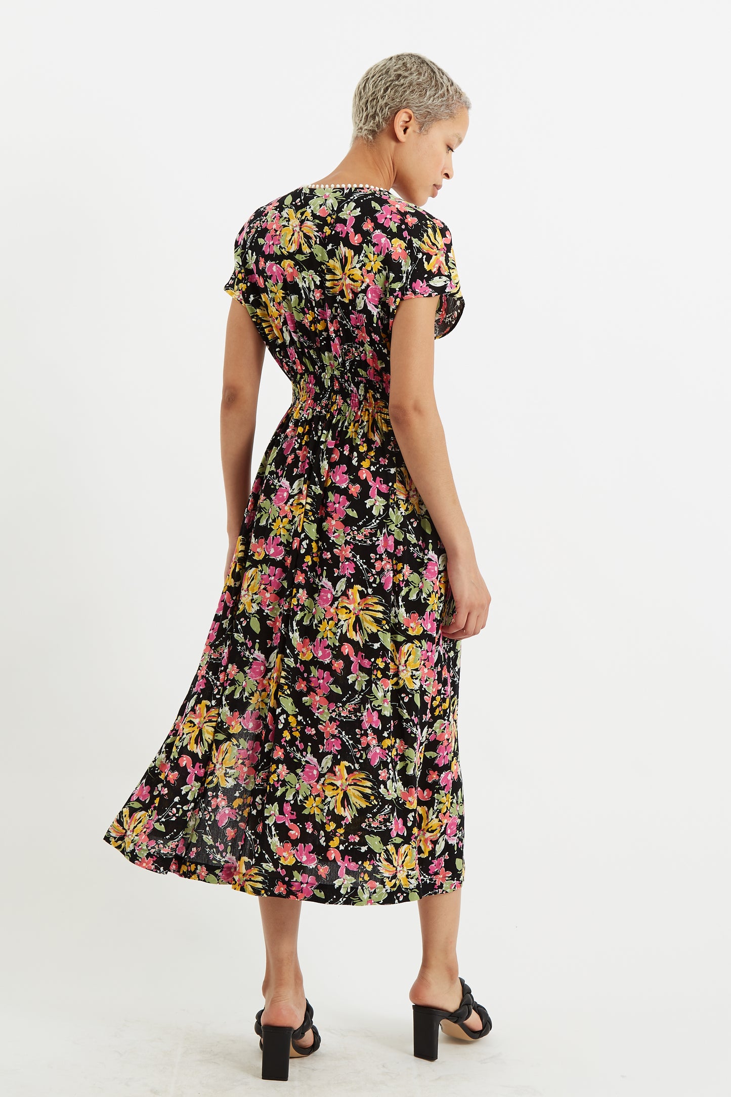 Unity Flower Burst V Neck Midi Dress