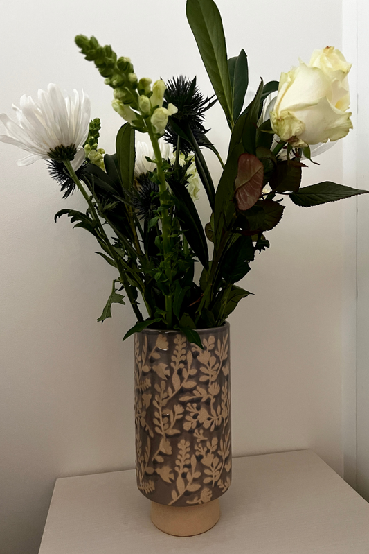 Large Flower Embossed Vase