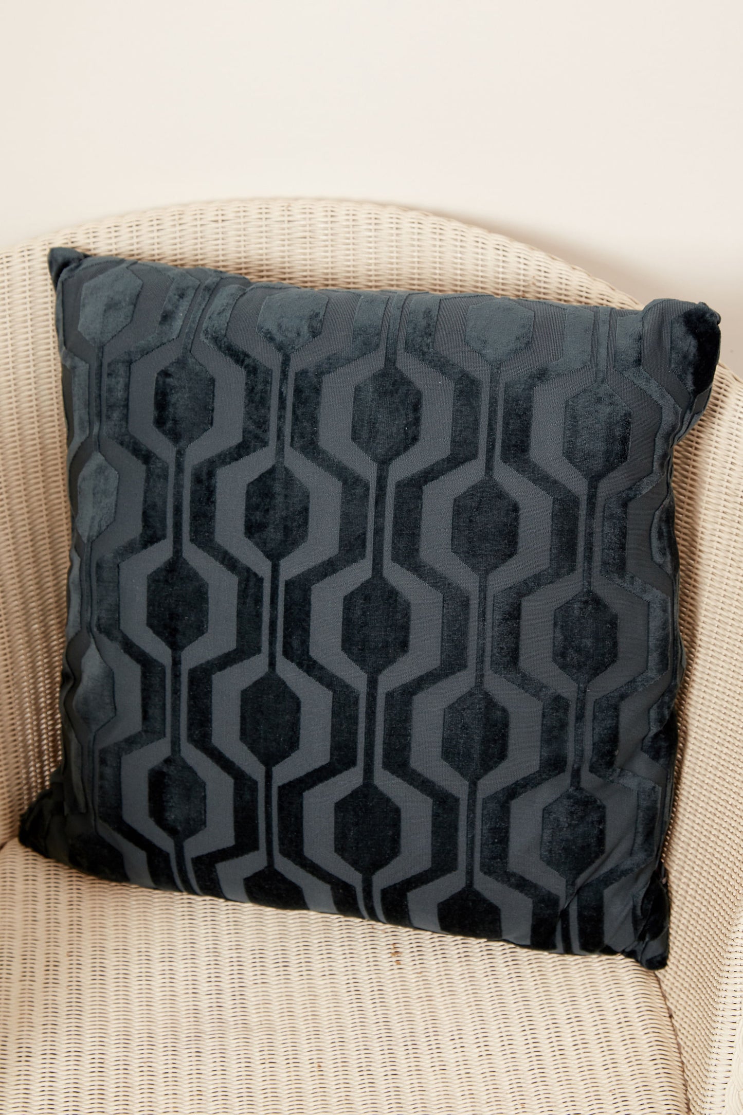 Velvet Geometric Design Cushion Dark Green