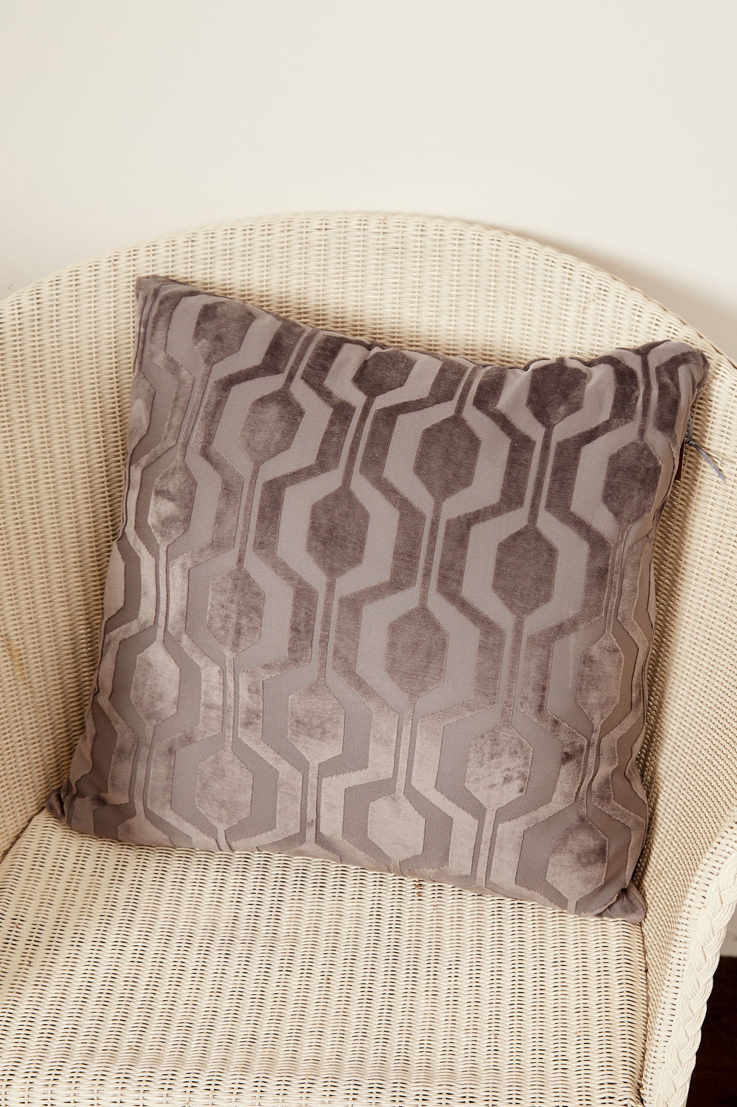 Velvet Geometric Design Cushion Grey