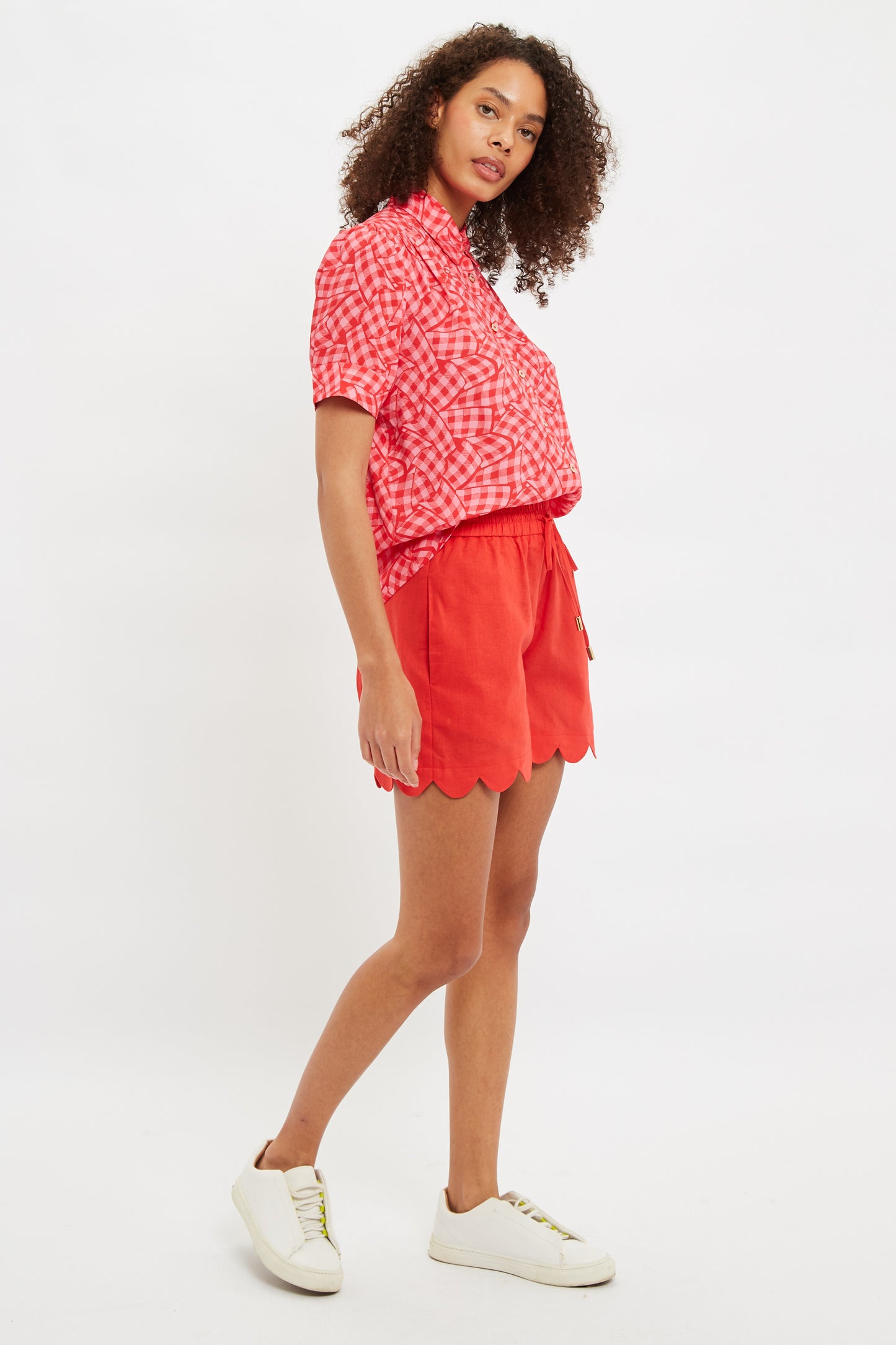 Louche Vessa Scalloped Hem Pull On Shorts