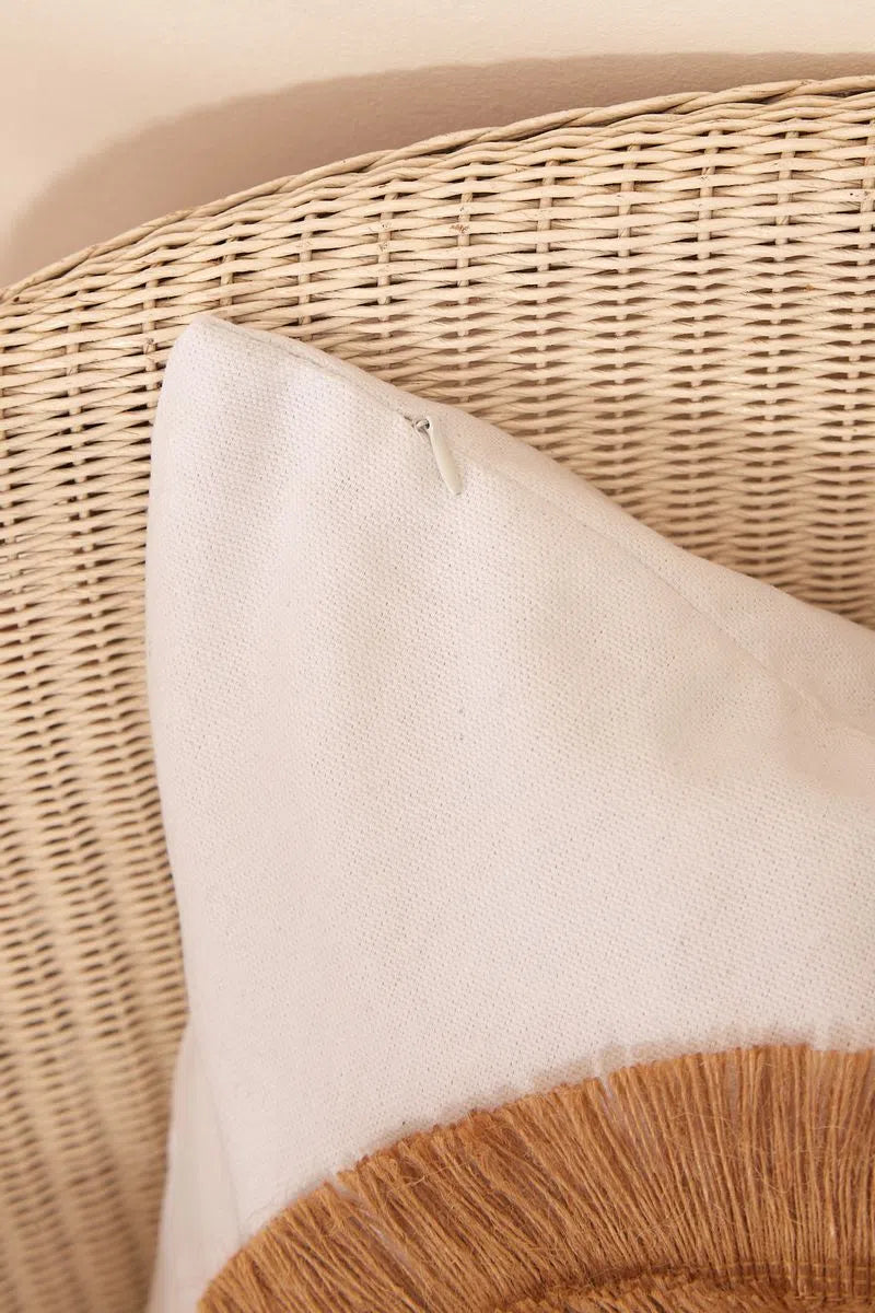White Tufted Jute Decorative Cushion
