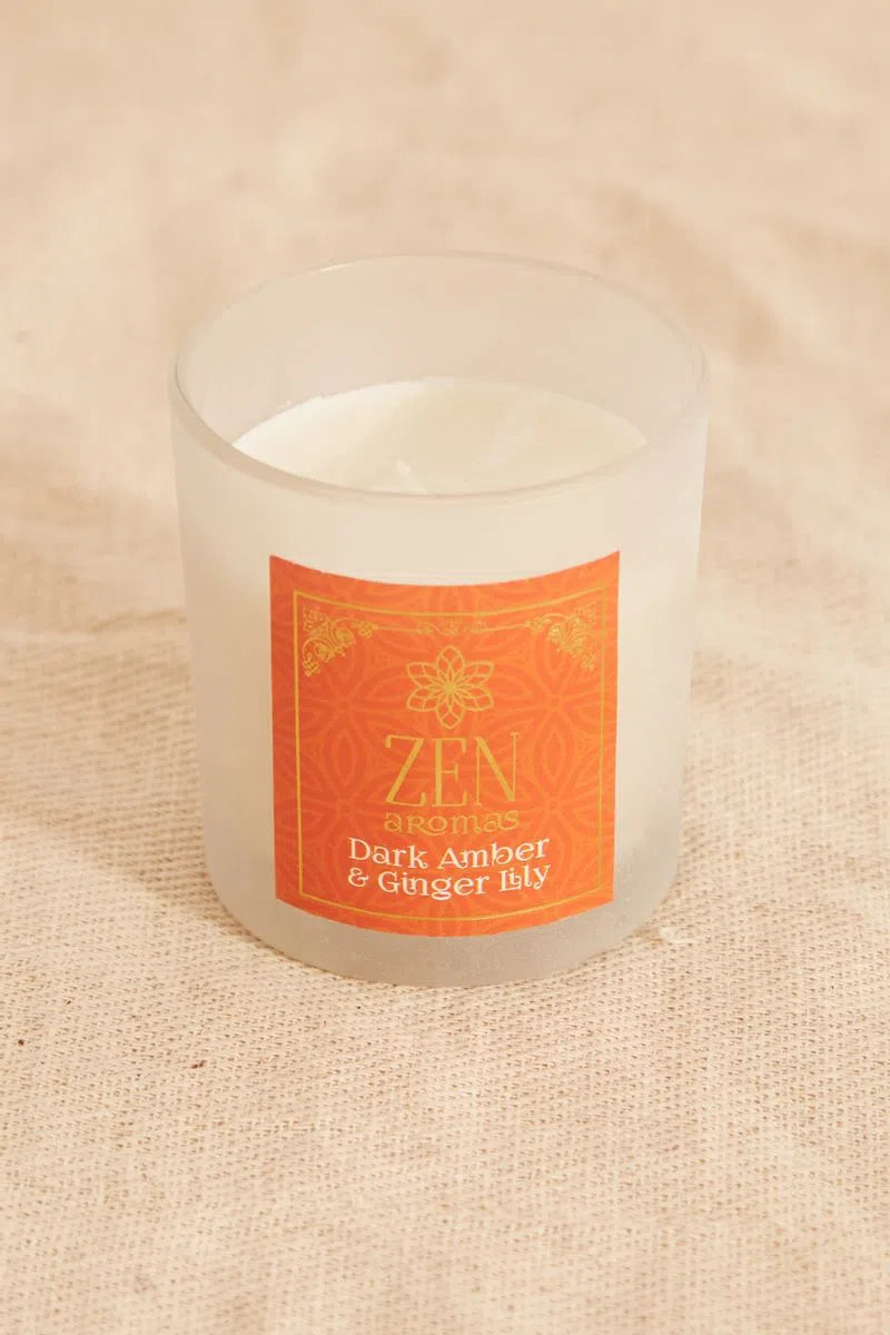 Dark Amber, Ginger and Lily Scented Zen Candle
