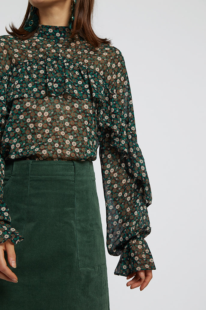 Louche Zoelie Deco Floral Blouse Green