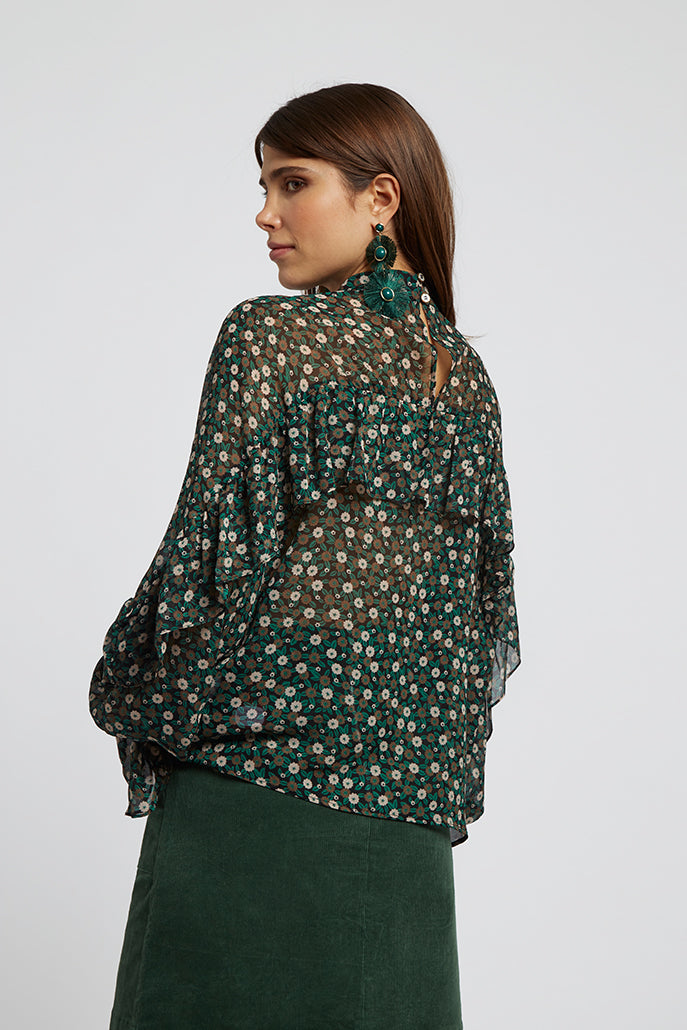 Louche Zoelie Deco Floral Blouse Green