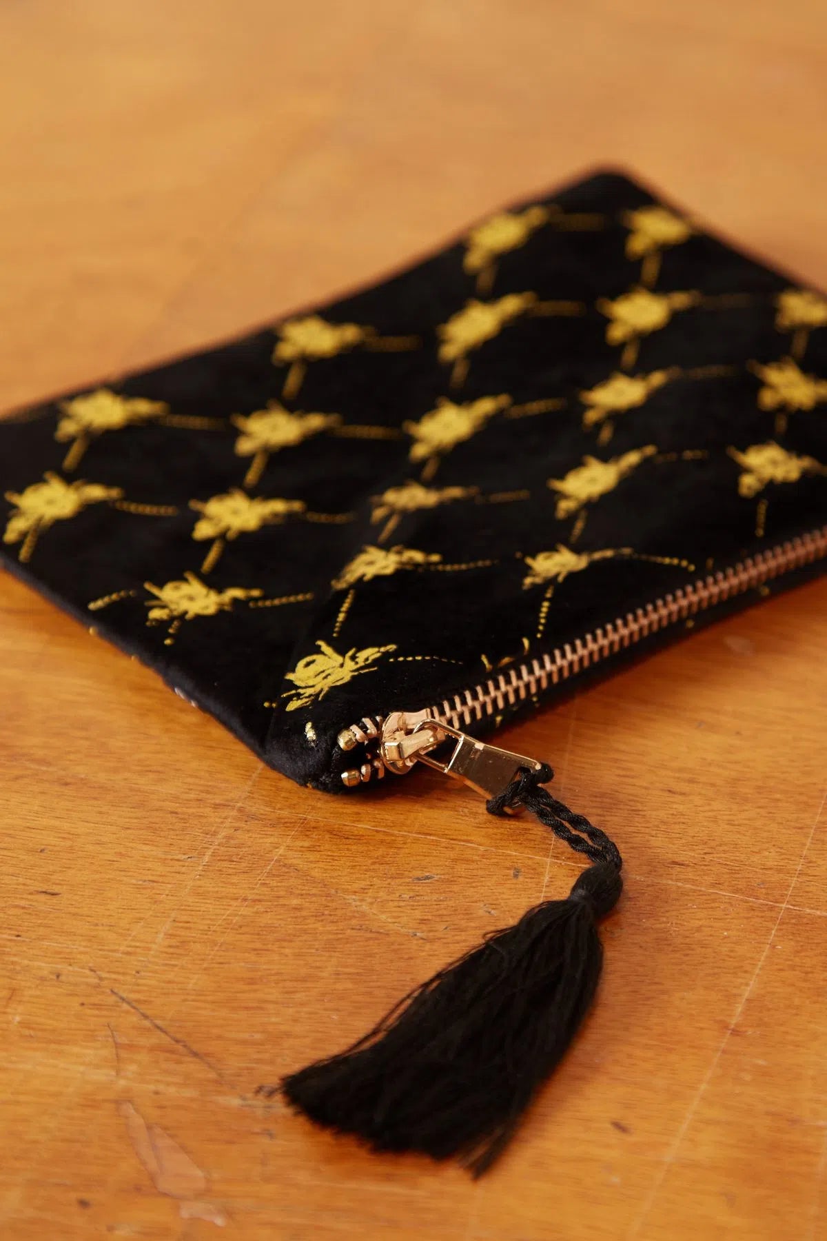 Bee Print Velvet Make Up Bag