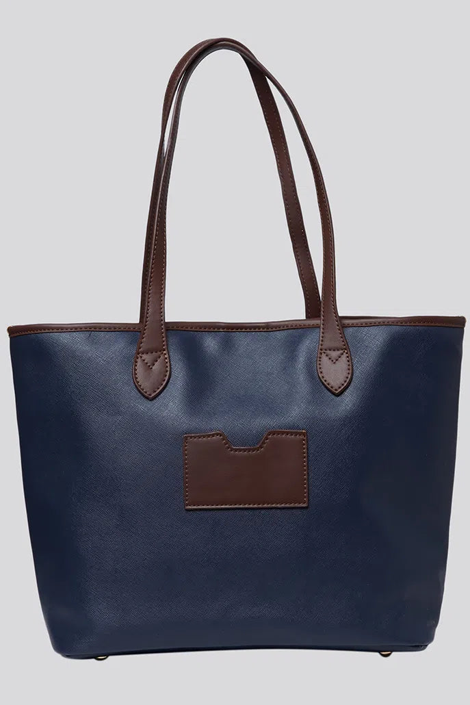 Amelia Contrast Strap Tote Bag  - Navy