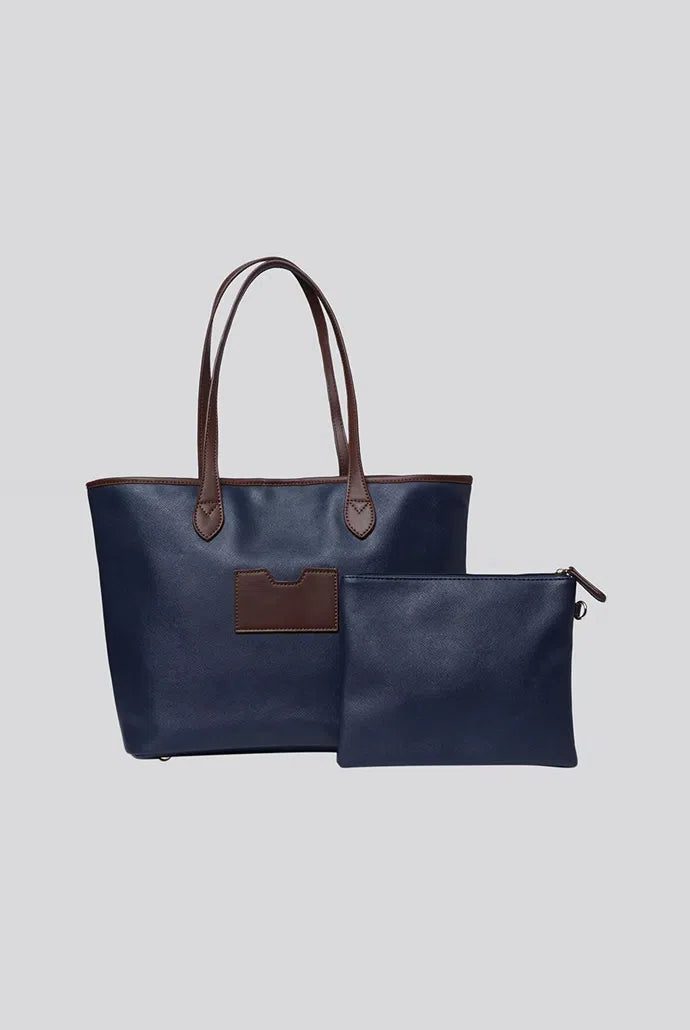 Amelia Contrast Strap Tote Bag  - Navy