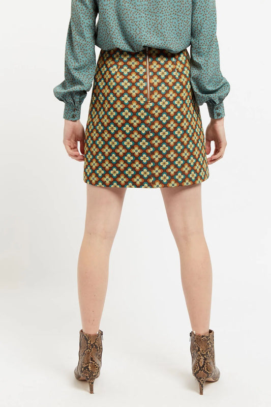Louche Aubin Deco Fleur Jacquard  Mini Skirt