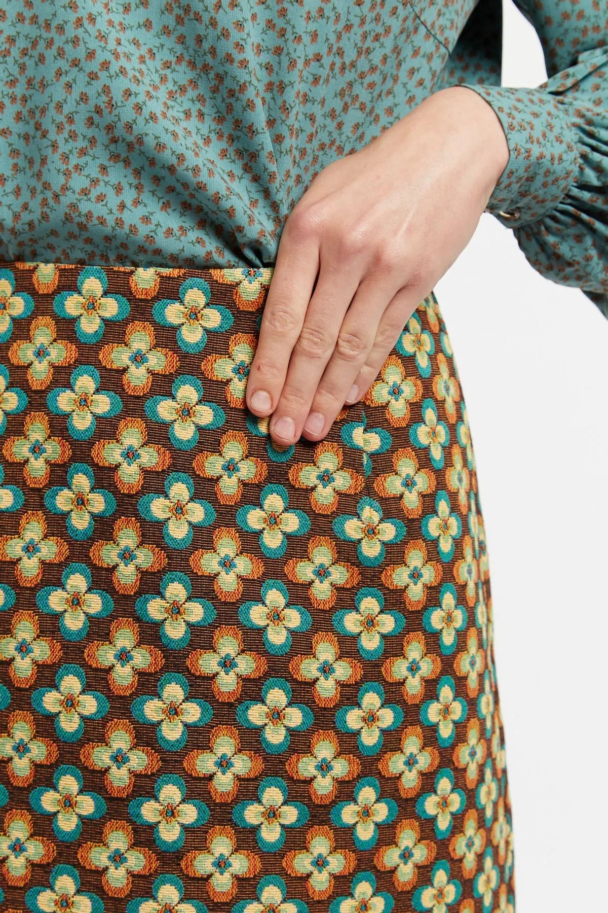 Louche Aubin Deco Fleur Jacquard  Mini Skirt