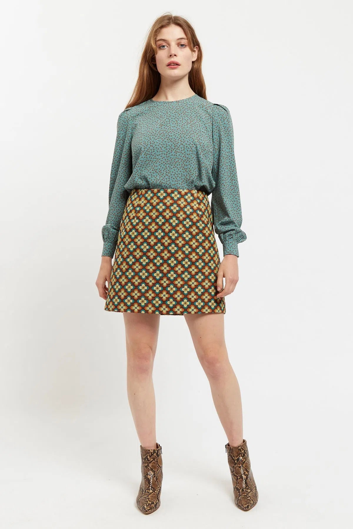 Louche Aubin Deco Fleur Jacquard  Mini Skirt