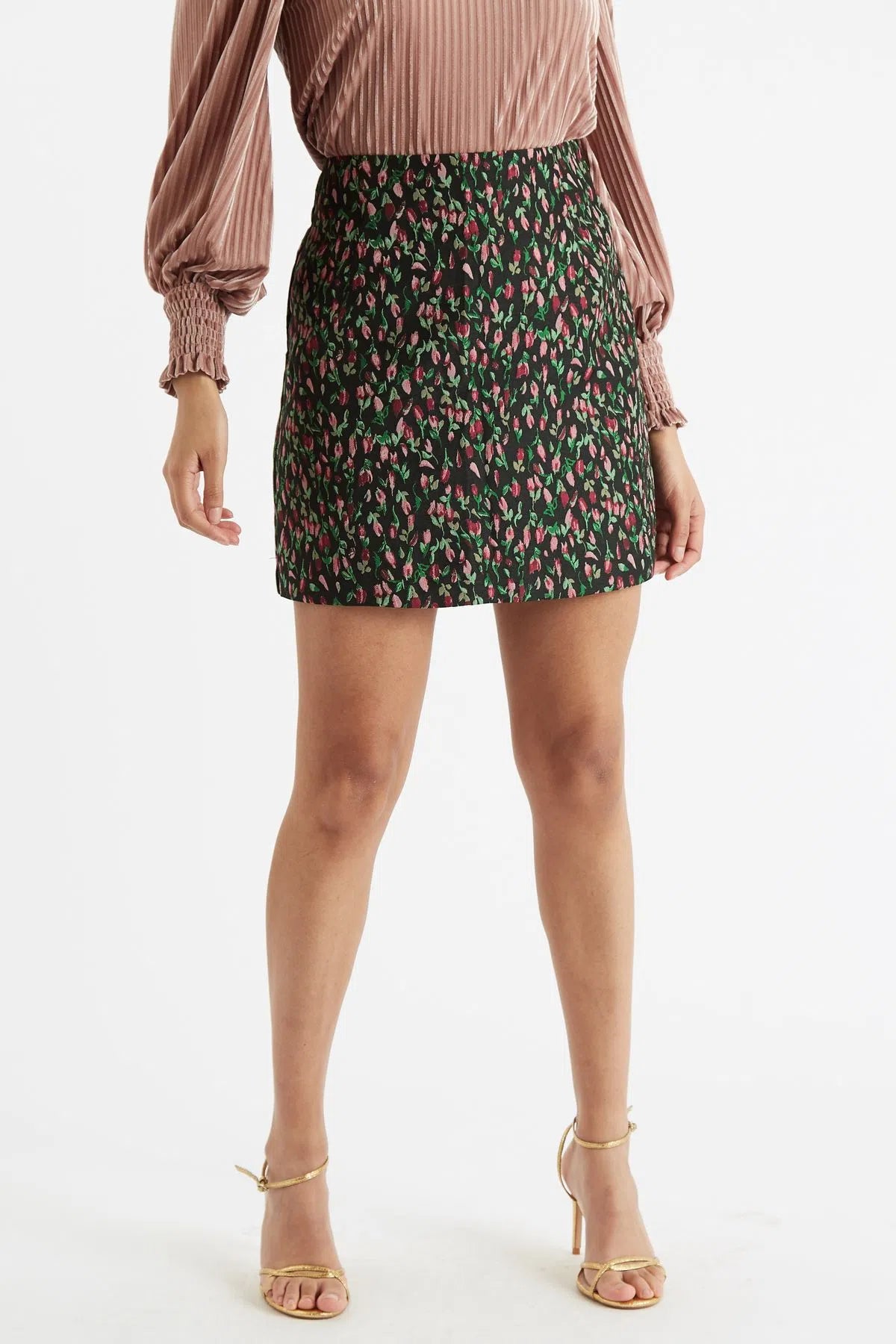 Louche Aubin Raining Rosebuds Brocade Mini Skirt