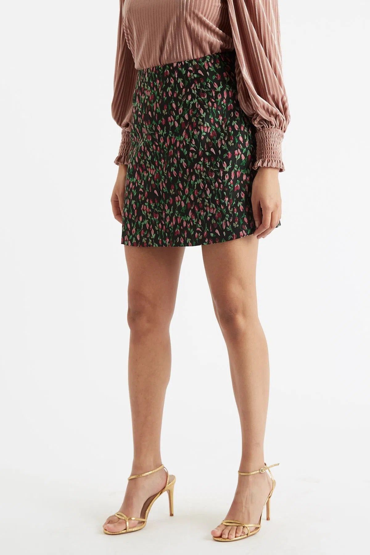 Louche Aubin Raining Rosebuds Brocade Mini Skirt