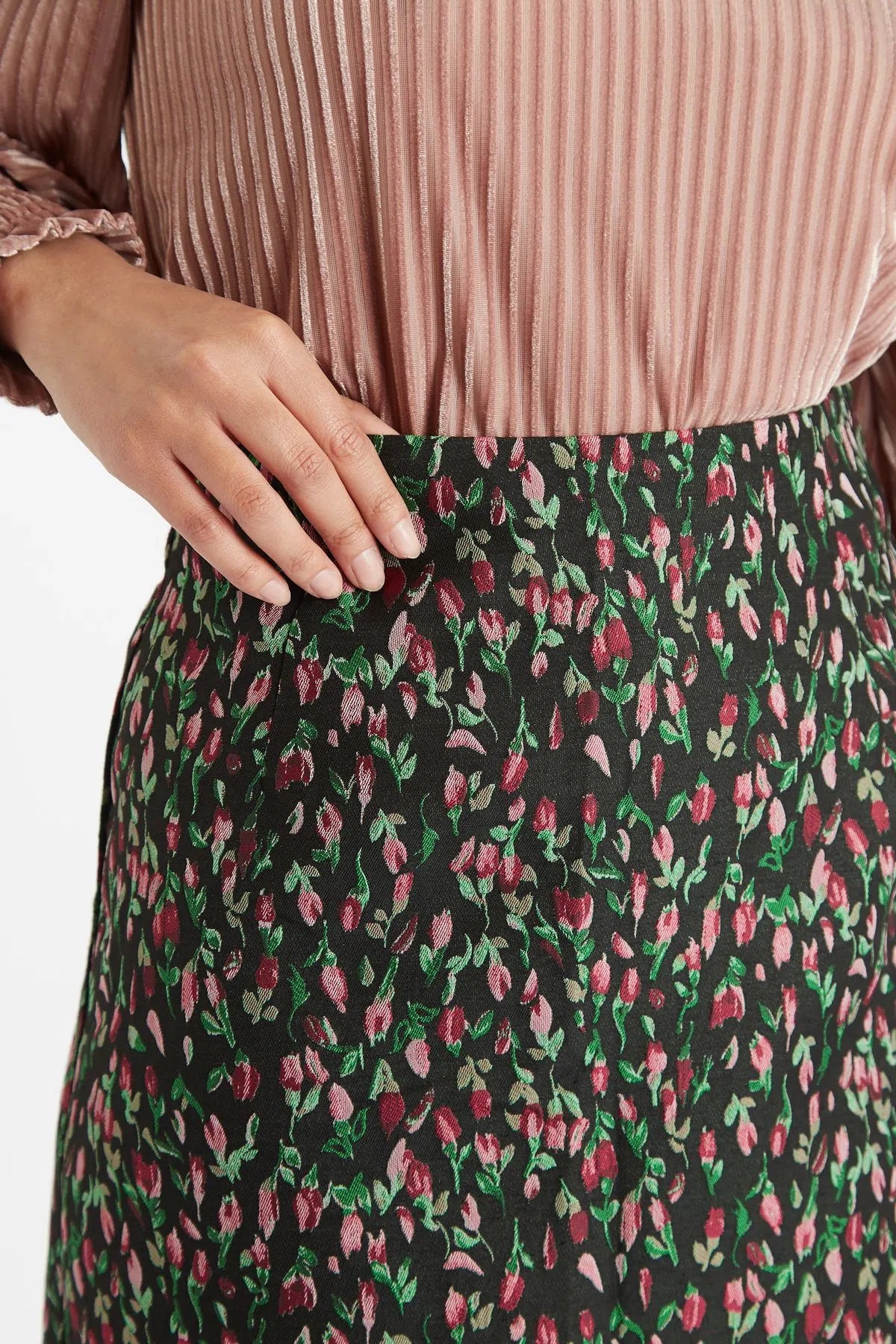 Louche Aubin Raining Rosebuds Brocade Mini Skirt