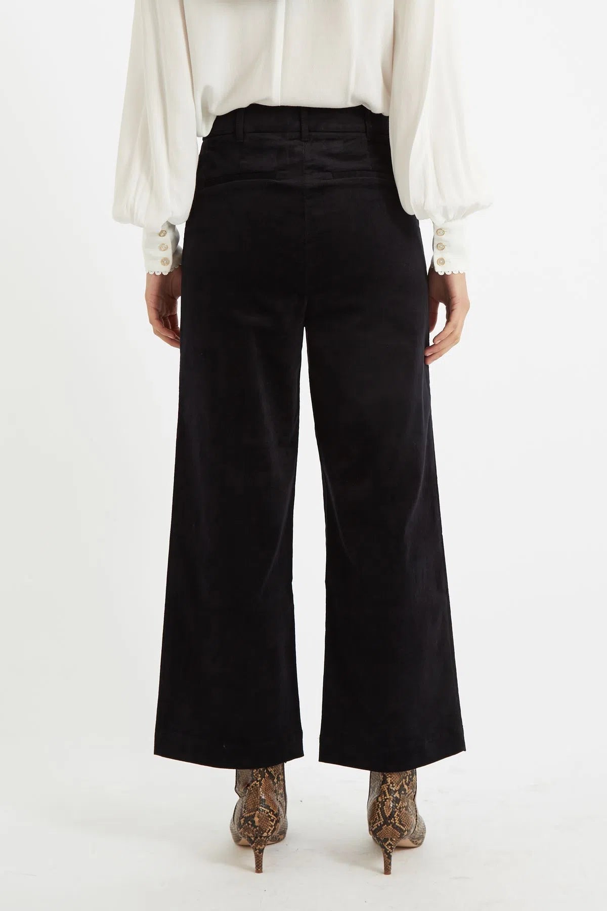 Louche Tim Baby Cord Straight Cut Trouser Black