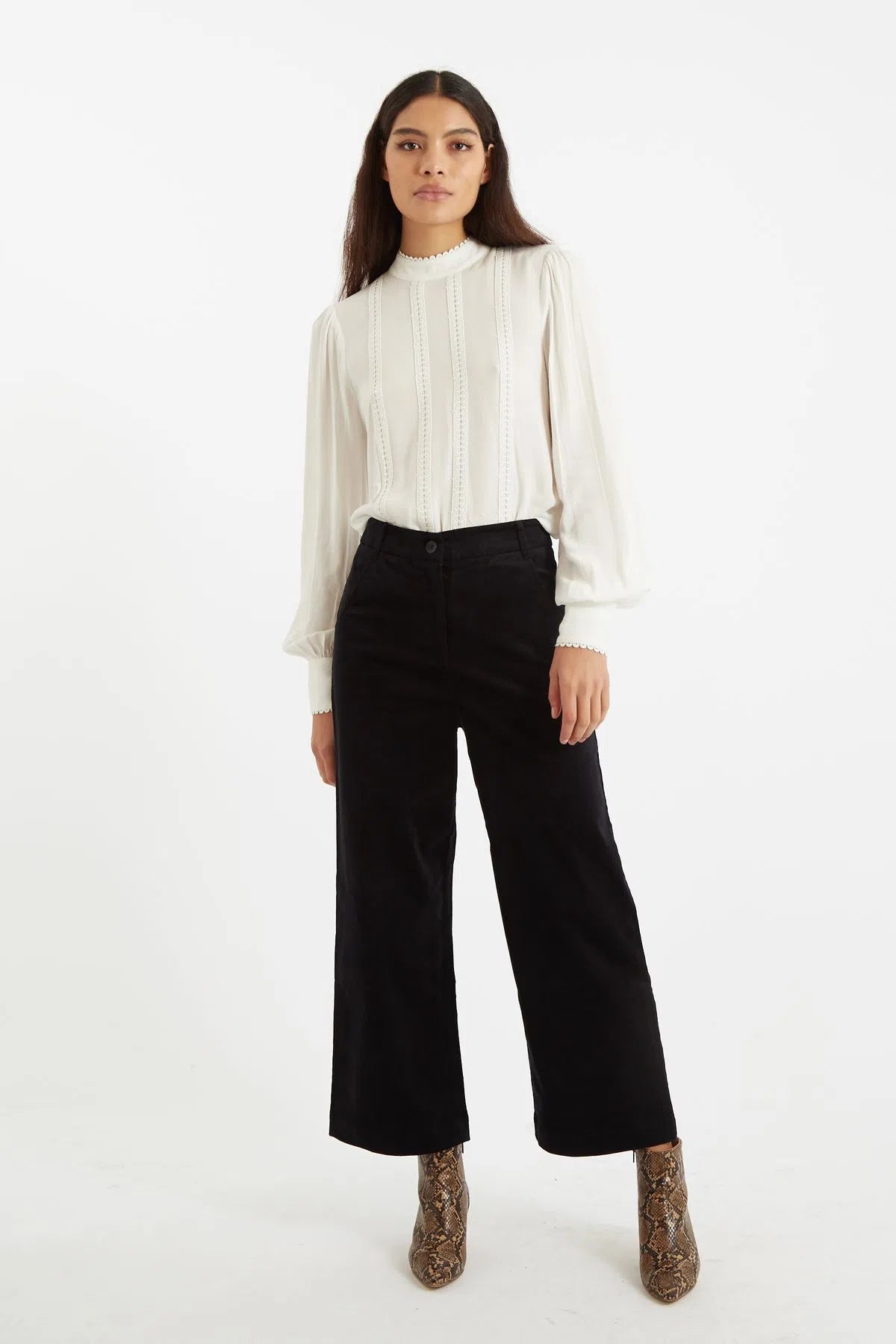 Tim Baby Cord Straight Cut Trousers - Black