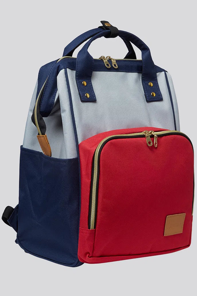 Billie Colour Block Pocket Backpack Red