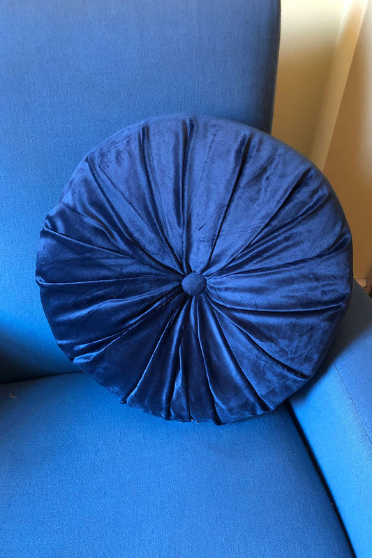 Vintage Style Round Velvet Ruched Cushion