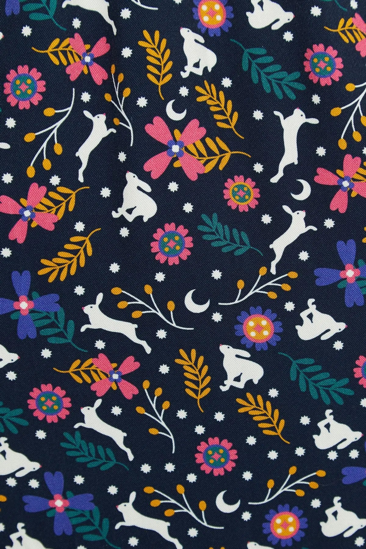 Caitlin White Rabbit Print V Neck Mini Dress