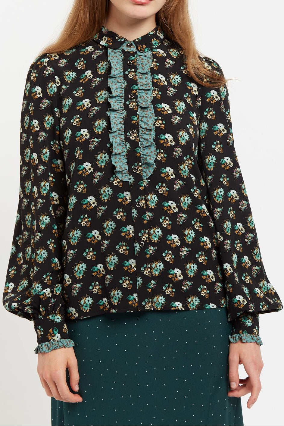 Louche Gisla  Posy Patchwork Print Long Sleeve Blouse