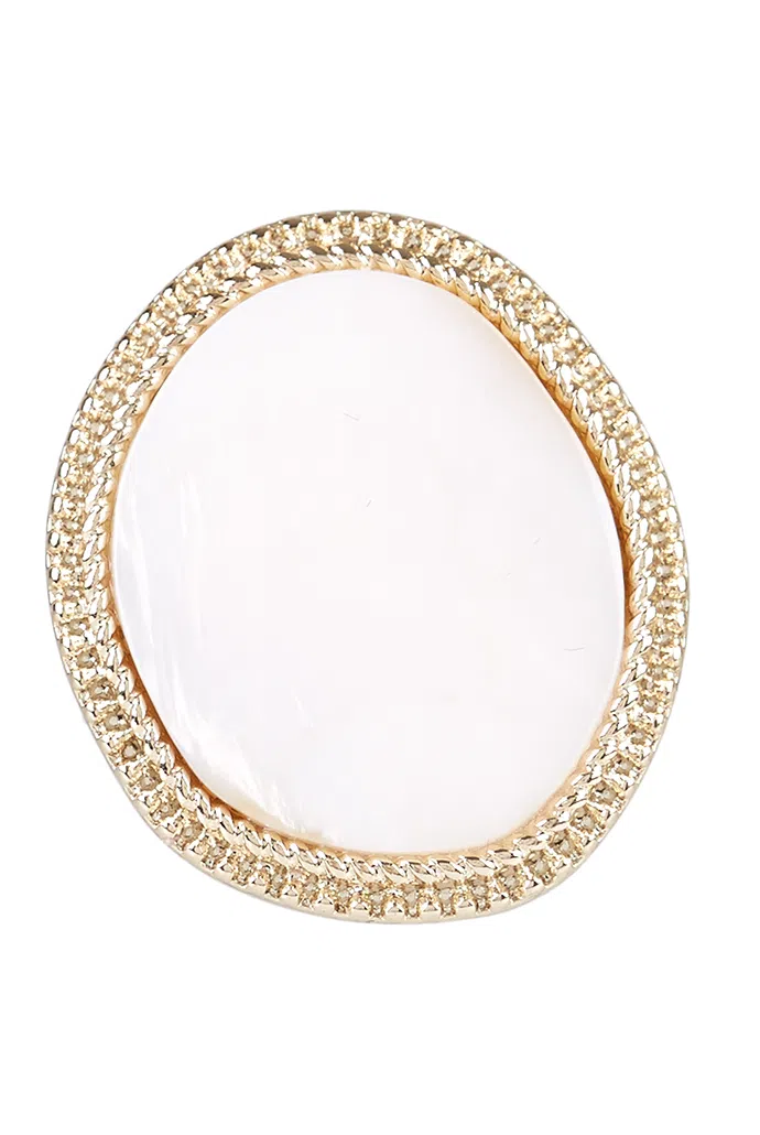 Louche Julia White Shell Ring - Gold