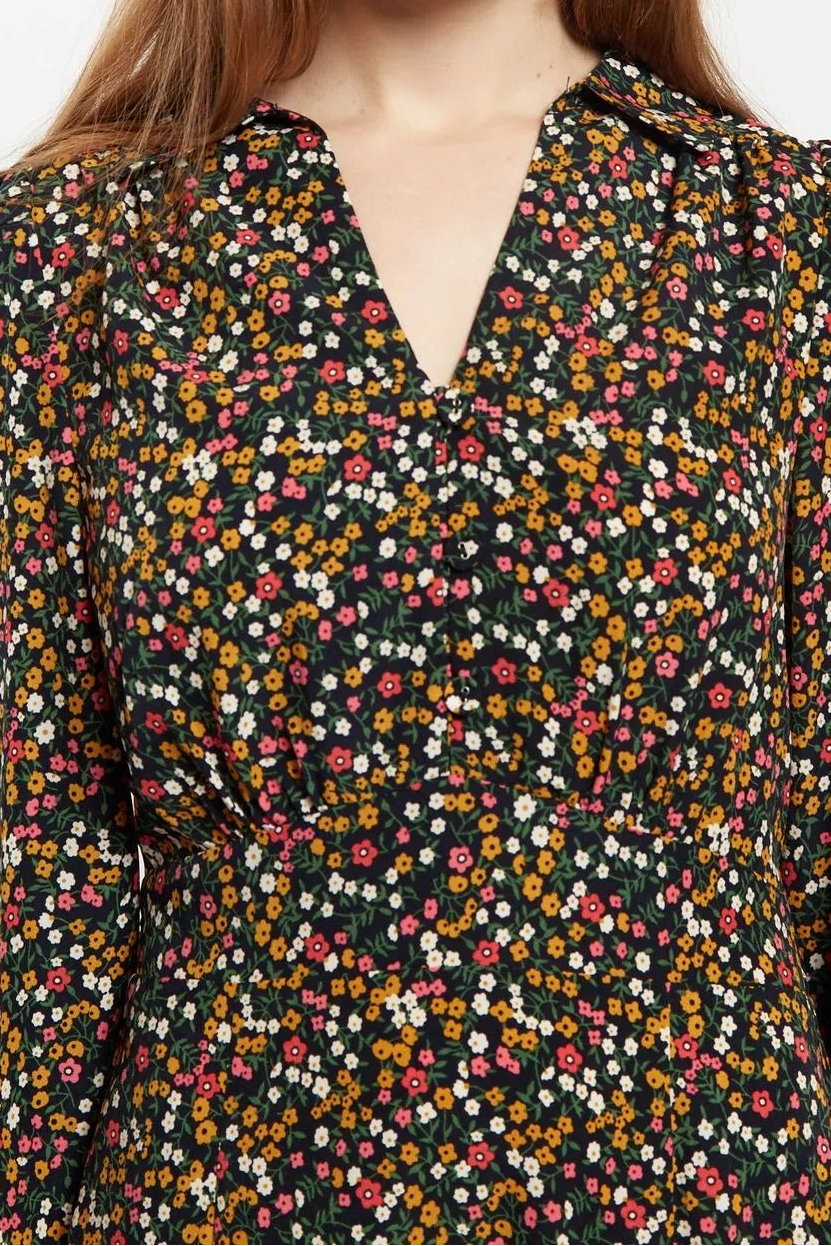 Louche Jussi Dippy Ditsy Print Midi Shirt Dress