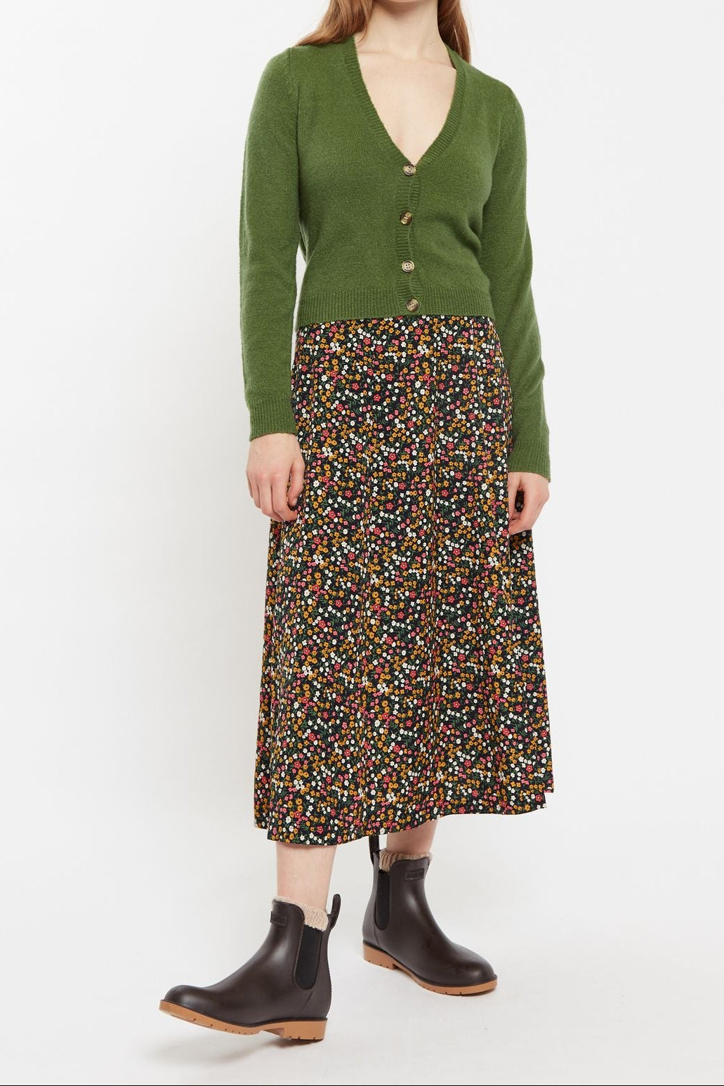 Louche Kiyo Dippy Ditsy Print Midi Skirt