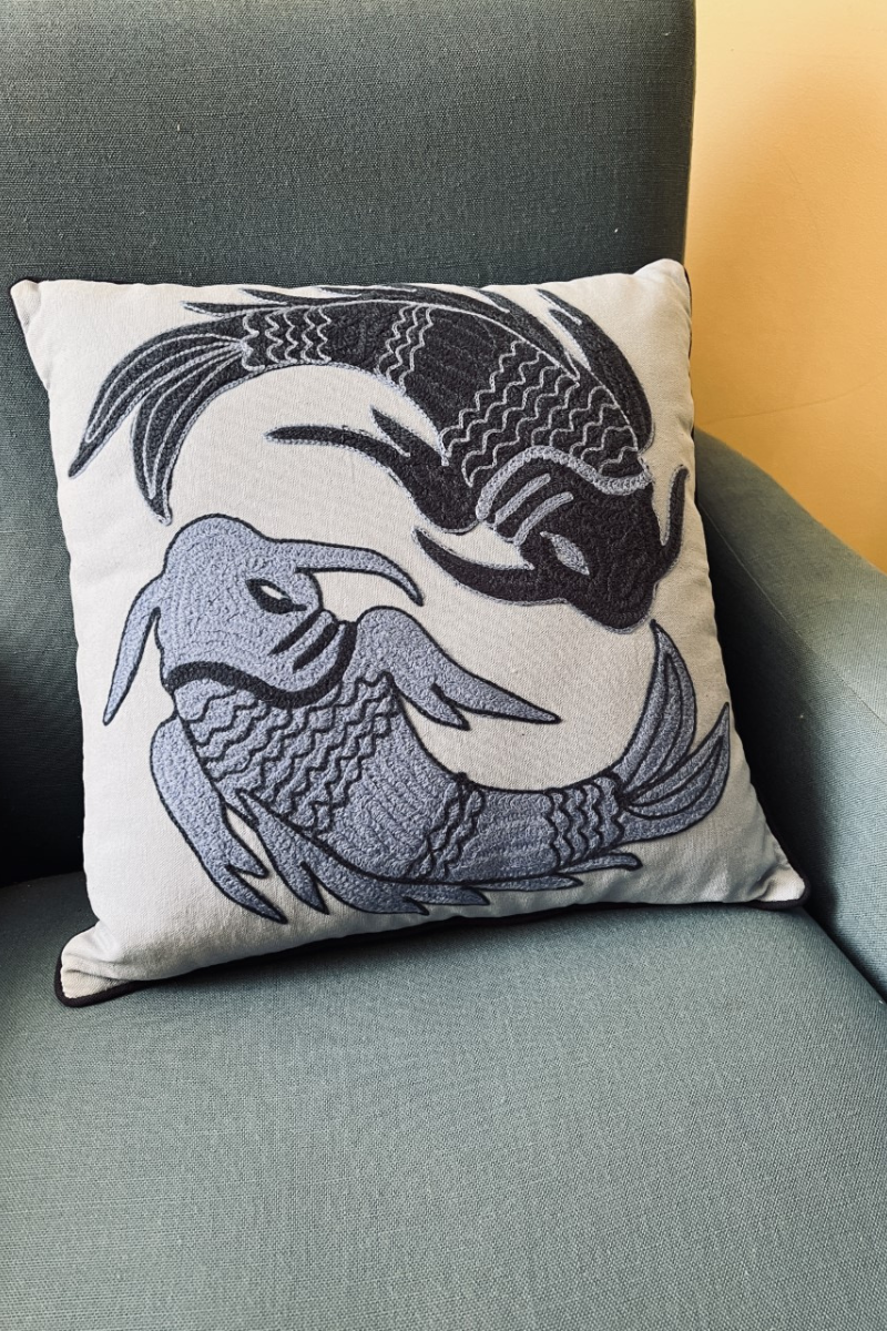 Koi embroidered Cushion