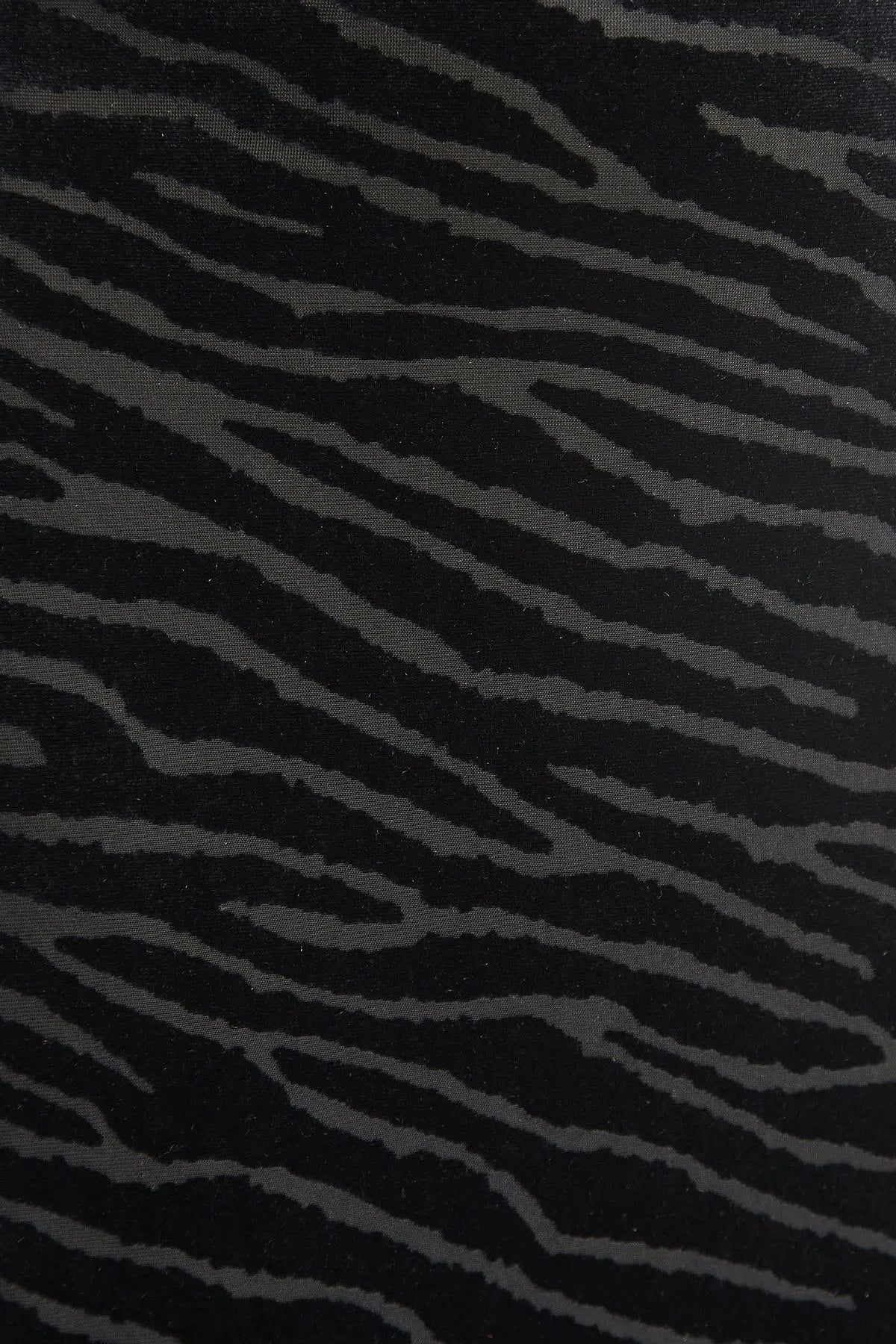 Louche Krystel Zebra Devore Feather Trim Midi Dress Black