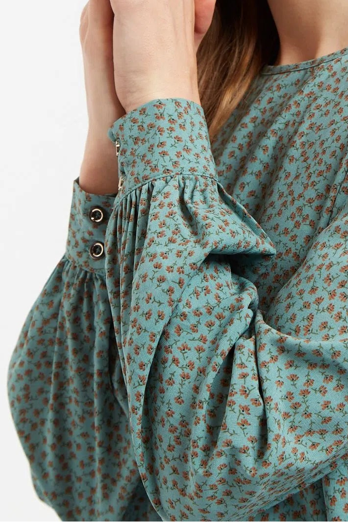 Lima Posy Patchwork Print Long Sleeve Blouse - Detail 1