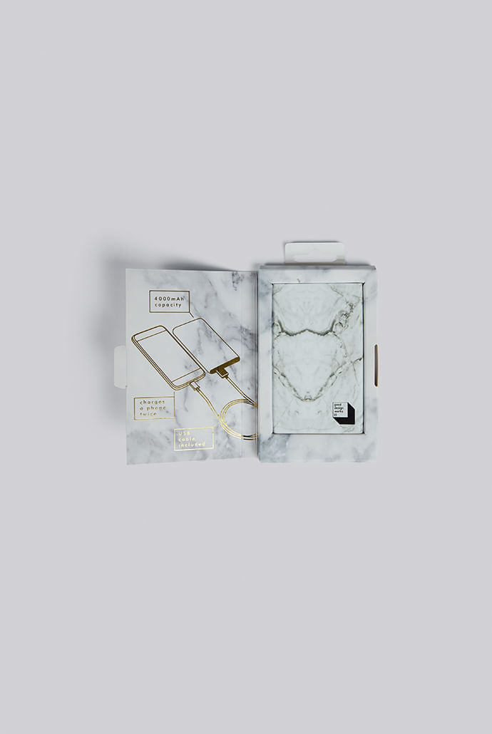 Marble Power Bank - White - Styled