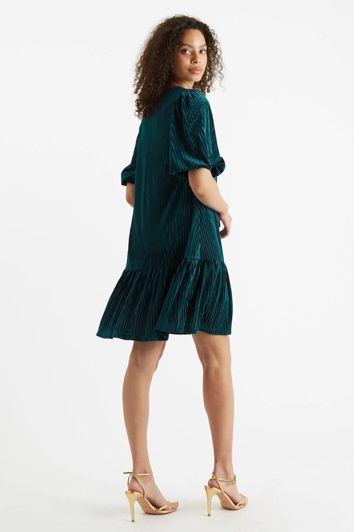 Louche Meloe Velvet Stripe Tiered Mini Dress