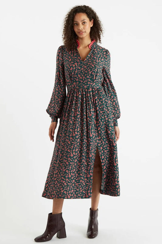 Louche Minna Mushroom Magic Print V Neck Midi Dress