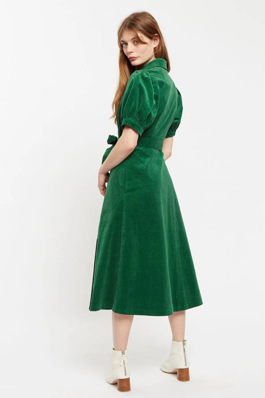 Mollie Baby Cord  Puff Sleeve Midi Shirtdress