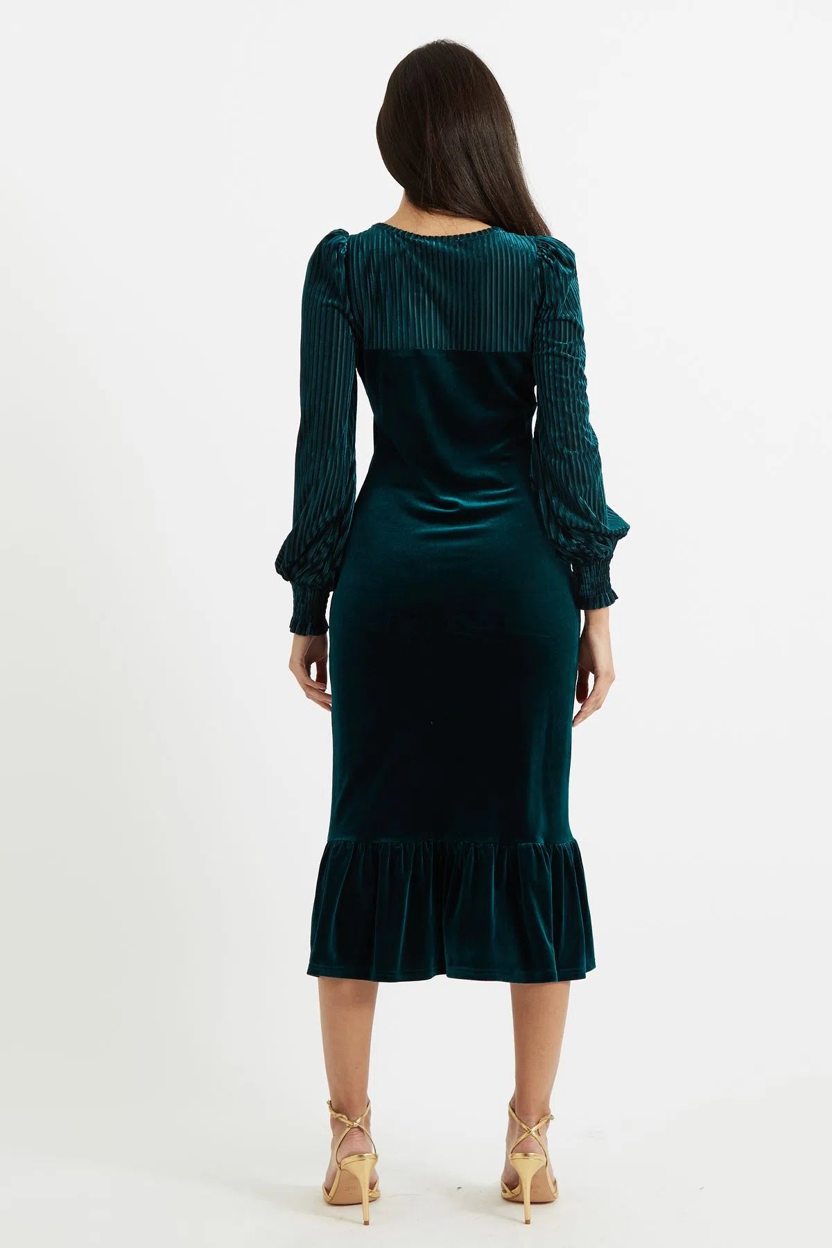 Louche Mouna Velvet Stripe Midi Dress