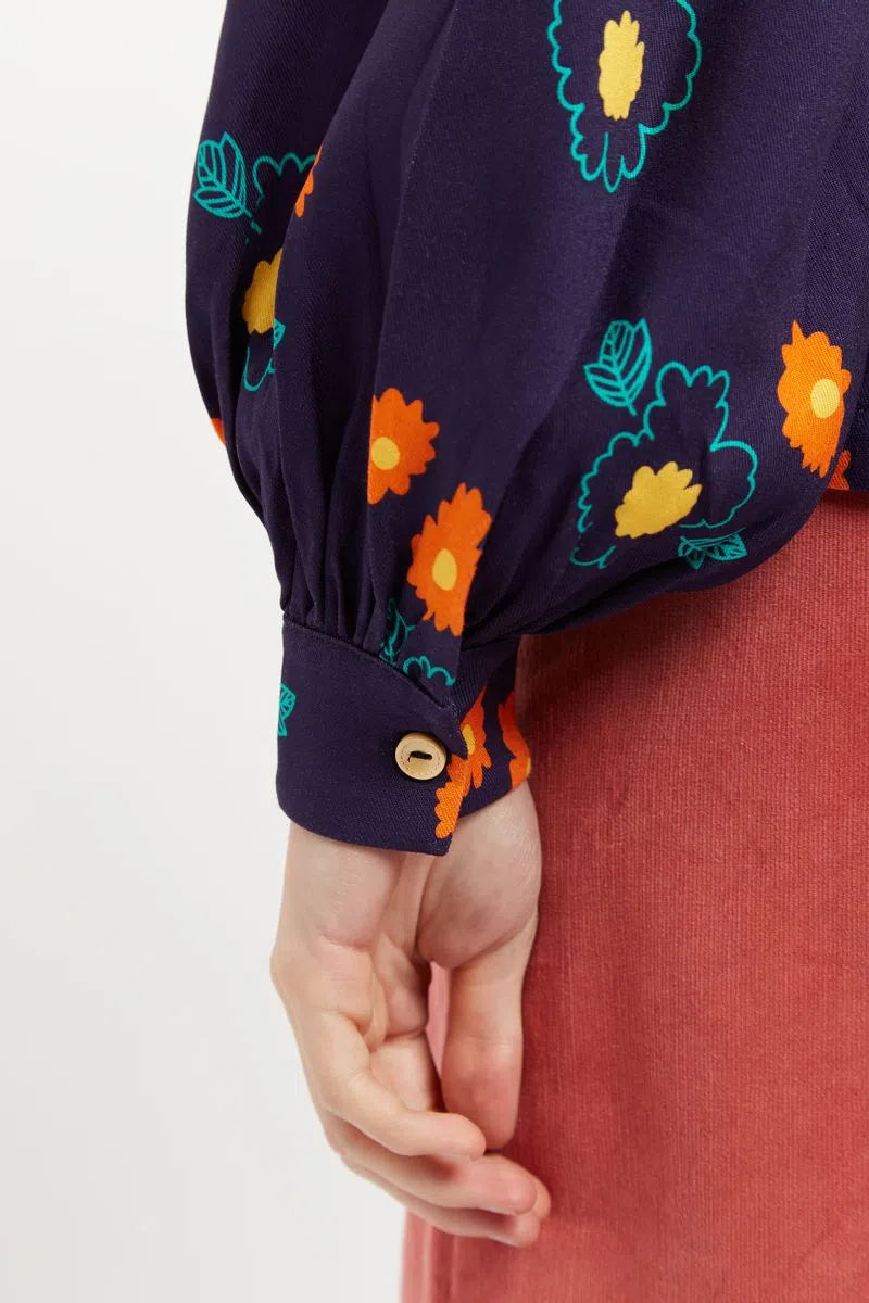 Louche Olena Clarice Floral Print Ric Rac Trimmed Blouse