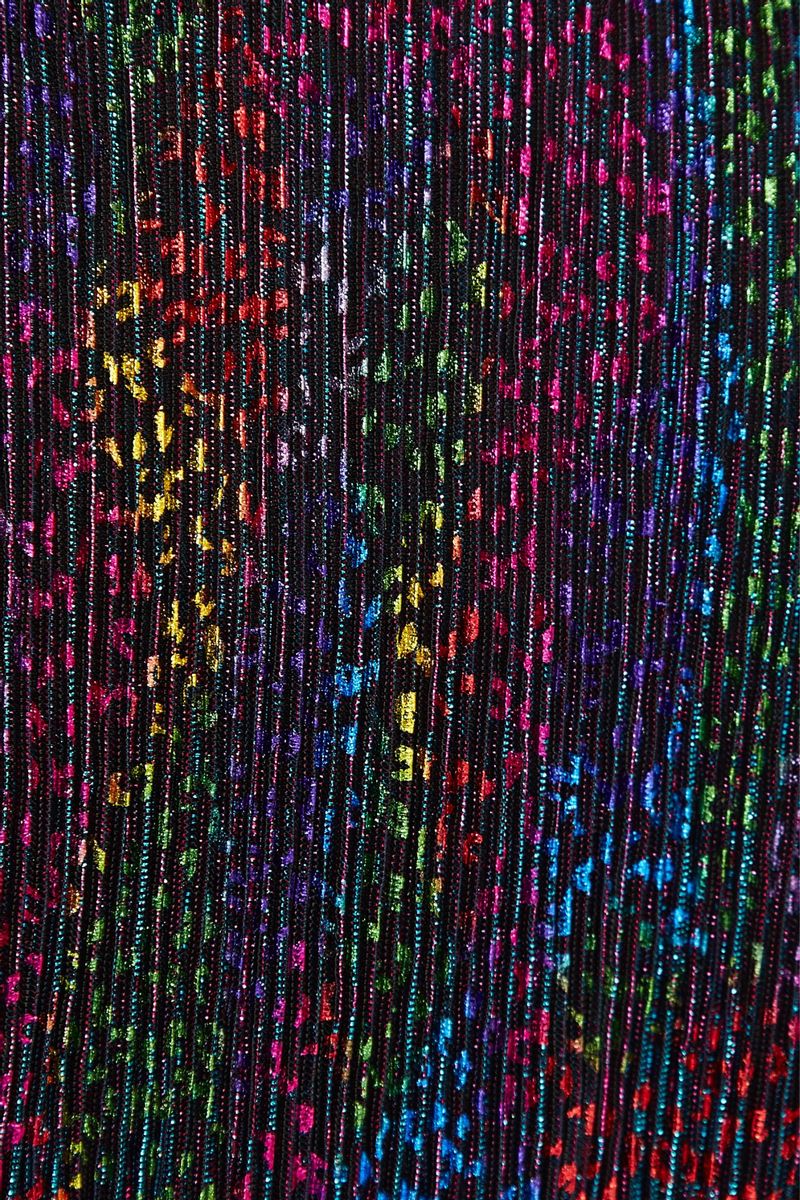 Louche Roza Plisse Foil Print V Back Midi Dress