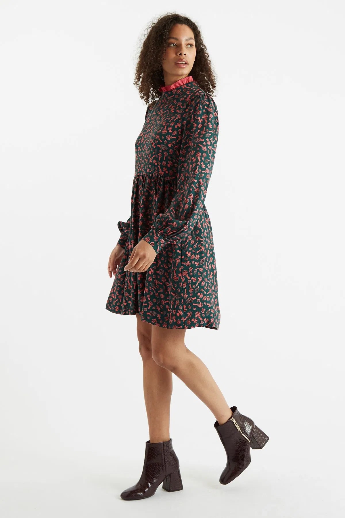 Louche Zura Mushroom Magic Print Long Sleeve Mini Dress - Detail 2